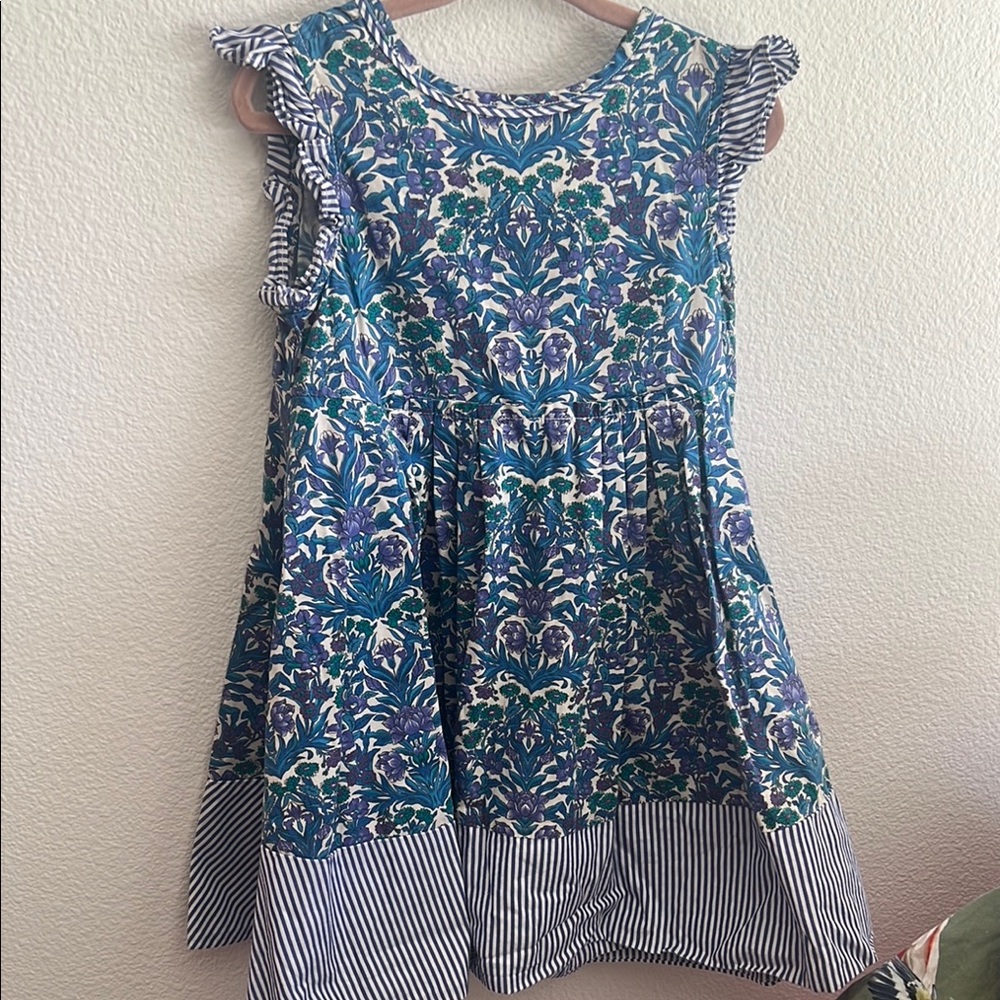 CREWCUTS Blue Floral & Stripe Girls' Dress
